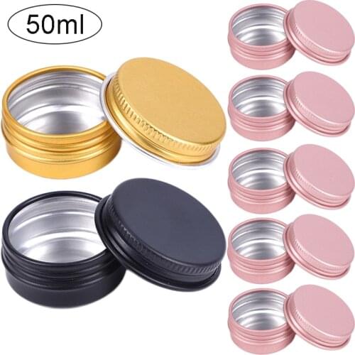 24Pcs 50g Metal Aluminum Round Tin Jar Can Box Empty Cosmetic Cream Sample Jar Screw Thread Lid Hair Wax Case Lip Balm Container
