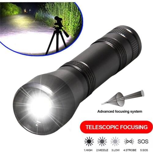 Mini Aluminum Alloy XML T6 LED 2000 Lumens Waterproof Zoomable Flashlight With 5 Modes Lights For Camping / Outdoor / Fishing