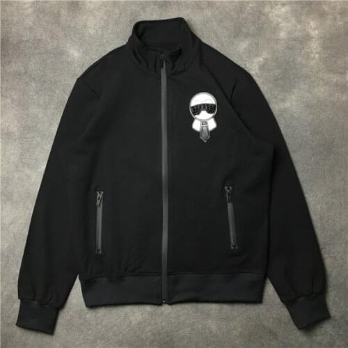 Men New Rib 19ss Sleeve Leather beaded zipper doll High couple Baseball Coats & Jackets Abstract digital coat Motor #E70