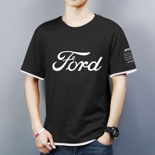 2021 New Mens Summer Ford Logo Round Collar Fashion Contrast Color Trend Sports T-Shirt Comfortable Top L