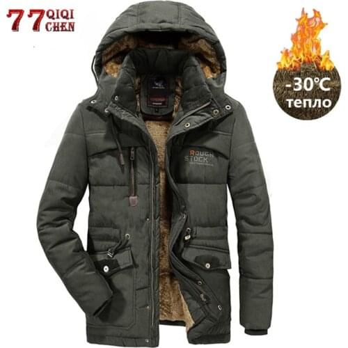 Men Winter Jacket Thick Warm Parka Fleece Fur Hooded Military Jacket Cotton Padded Coat Snow Windbreaker Jackets Plus Size 8XL