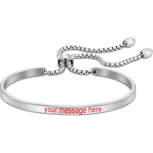 MYLONGINGHCHARM Customize Message Bracelet Stainless Steel Adjustable Bracelet for Women 4mm withness