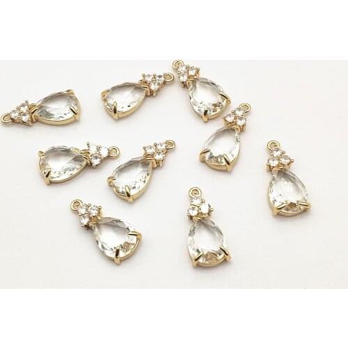 New Arrival! 50pcs Cubic Zirconia/Copper Drop Charm For Handmade Necklace/Earrings make DIY Parts,Jewelry Accessories Findings