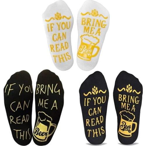 New Beer Socks Men Women Fashion Anti-slip Letter Stretchy Soft Floor Socks