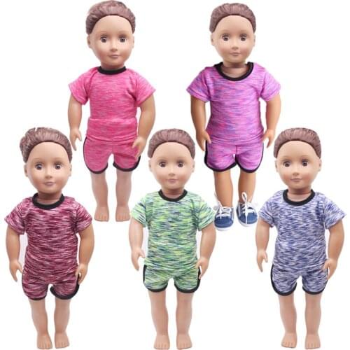18 Inch American Doll Girls Clothes Casual Sportswear Ball Wear Newborn Dress Baby Toys Fit 40-43 Cm Boy Dolls c210