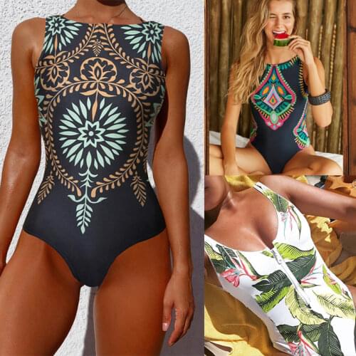 Striped Women One Piece Swimsuit High Quality Swimwear Printed Push Up Monokini Summer Bathing Suit Tropical Bodysuit Female