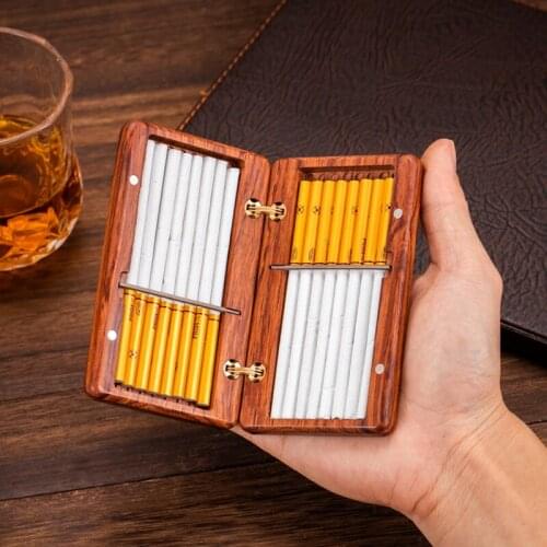 Purple Sandalwood Cigarette Case 10/16/20 Sticks Handmade Solid Wood Portable Redwood Smoking Tools Storage Box Men Gifts