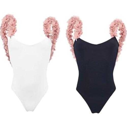 Sexy Brazilian Bikini Pink Floral Swimwear Backless 3D bodysuit Flower Swimsuit Women Cut Out Monokini Maillot De Bain Femme