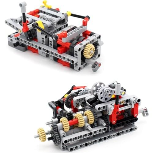 Technology Mechanical Group 8 Speed Transmission Gearbox Kit MOC Brick Assembly Model Building Blocks Compatible with Engine