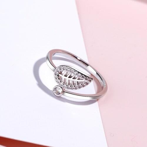 Todorova Fashion CZ Zircon Leaf Rings For Women Fashion Statement Jewelry Adjustable Finger Ring Girls Gifts