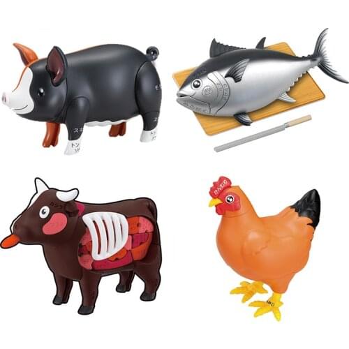 Megahouse MH 3D three-dimensional puzzle Pig Cattle Tuna Roast chicken action Figureals Brinquedos Toys