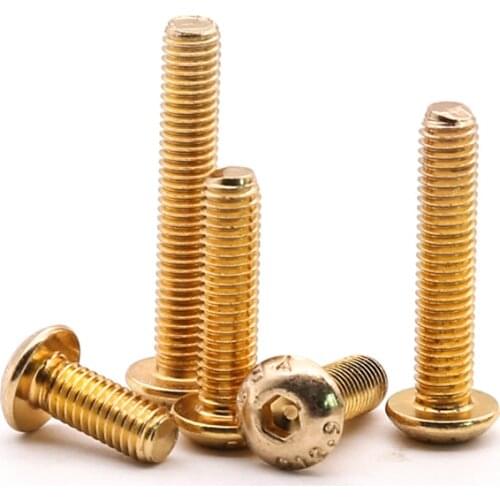 Round Head Socket Screw Grade 12.9 Allen Key Bolts Screws Alloy Steel Titanium Plating Gold IS07380 Metric M2 M2.5 M3 M4 M5