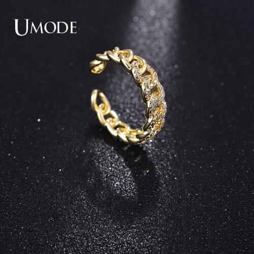 UMODE Vintage Open Braided Twist Ring for Women Femme Adjustable Cubic Zirconia Wedding Rings Rhinestone Fashion Jewelry UR0608