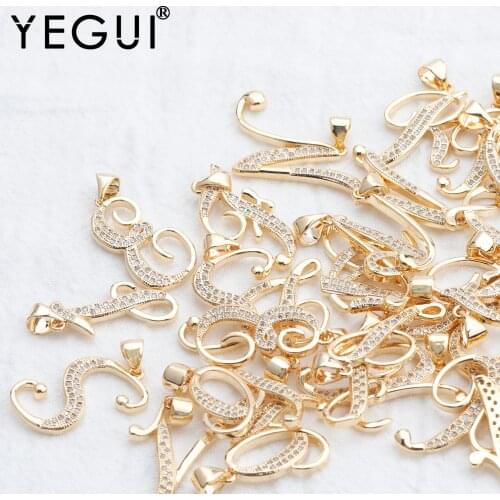 YEGUI M812,jewelry accessories,18k gold plated,0.3 microns,letter of the alphabet,diy earrings,diy zircon pendants,6pcs/lot
