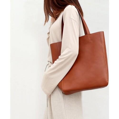 Women Luxury Bag Casual Tote Female Fashion Shoulder Handbag Lady Cowhide Genuine Leather Shoulder Shopping Bag