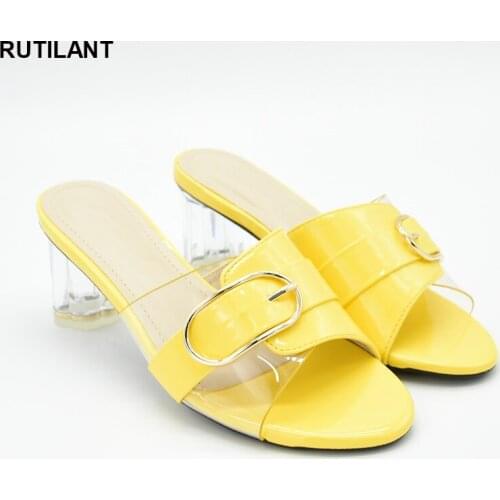 Ladies Slippers Sexy Women Shoes Sandals Open Toe Ankle Strap Buckle Shoes Transparent High Heels Sandal Summer Woman Slippers