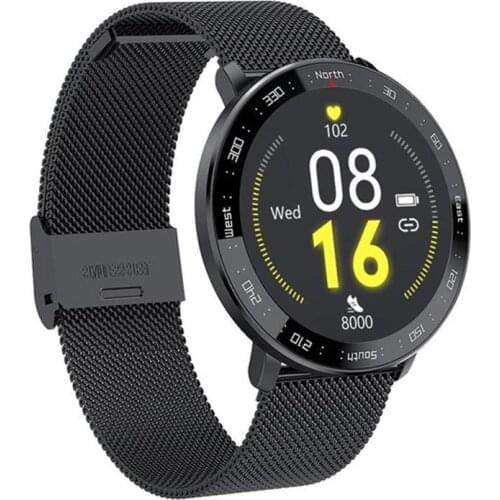 Women Female Smart Watch Sport Fitness Tracker Pedometer Heart Rate Monitor Water-Resistant Wristwatch Stainless Steel Watch