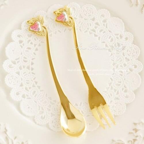 1 pc,Kitchen dining&bar 24K gold-plated rose gadgets rosemary tableware coffee/dessert spoon, coffee/dessert fork cutlery