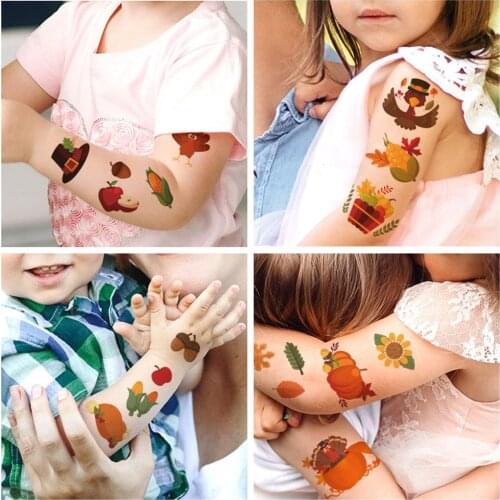 10 Pcs Thanksgiving Tattoos Temporary Stickers Waterproof Funny Makeup Decoration Tattoo Stickers 2020