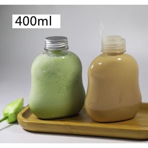 10pcs High Quality 38 Caliber Disposable Drink Cup Juice Cup Milk Tea Plastic Cup Cold Drink Takeaway Packaging Bottle 400ML