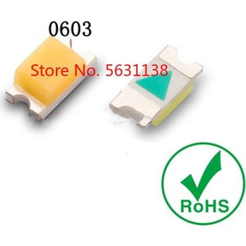 100PCS 0603 SMD LED white 6000-7000k warm white 2800-3200k cold white 8000-11000k 1.6*0.8mm 2.8-3.0v 20mA cree led COB chip led