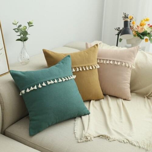 45x45/50x30cm solid color cushin cover with tassel fringes pillow case decorative throw pillow covers