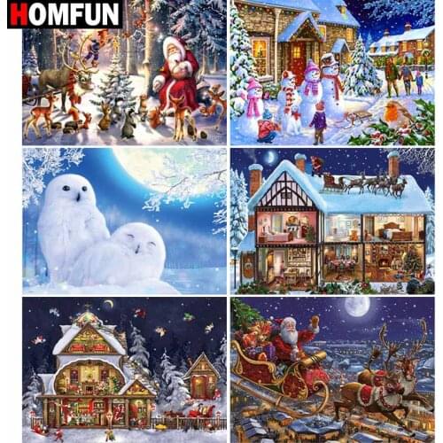 HOMFUN Full Square/Round Drill 5D DIY Diamond Painting "Christmas landscape" Embroidery Cross Stitch 5D Home Decor Gift