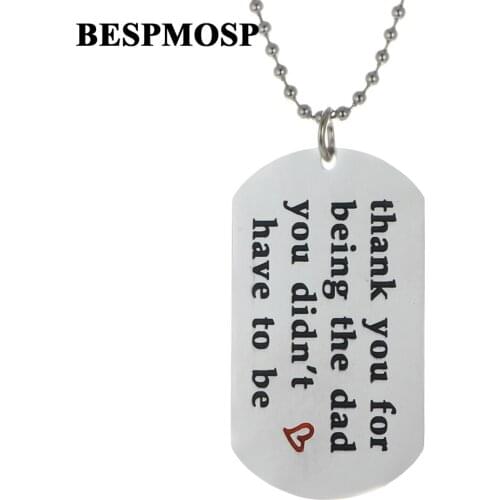 Bespmosp 12PC/SET Dad Thanks Father Family Pendant Charm Chain Trendy Necklace Jewelry Stainless Steel Love Fashion New Hot Gift