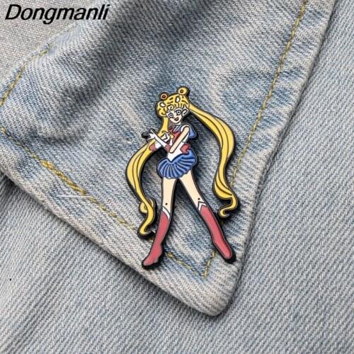 DMLSKY fashion girl Enamel Pin Brooches Badges for Clothing Metal Pin Badges Cute Pins for Women and Kids Cartoon Pins M2713
