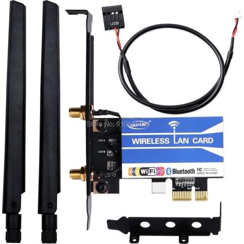 Desktop AC7265 867Mbps PCI-E 1X 16X Card Adapter Dual Band 802.11ac Bluetooth 4.2