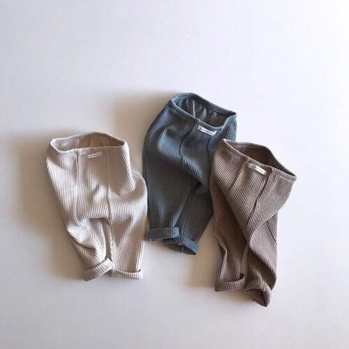 Baby Harem PP Pants Kids Boys Girls Ribbed Cotton Trousers Knitted Unisex Toddler Leggings Newborn Infant Basic Clothing