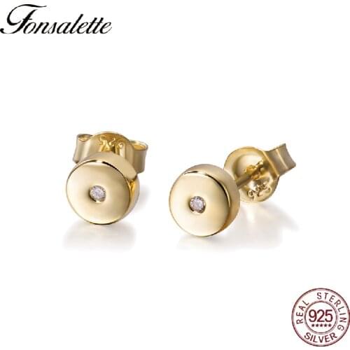 Fonsalette Minimalism Tiny Dot peas bean Earrings 925 Sterling Silver Disc Stud Earrings woman Jewelry Everyday Wear ZK30