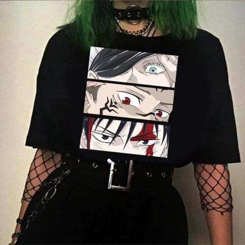 Men/Women T Shirt Casual Short Sleeve Jujutsu Kaisen Eyes Print Anime Tshirt Japanese Summer T-Shirt Tops Tee Shirt