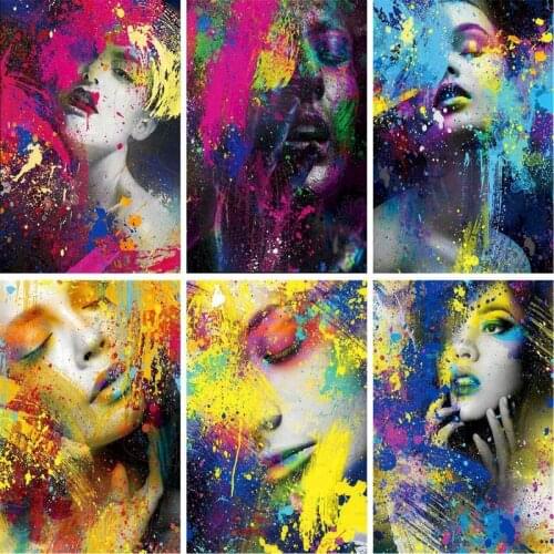 GATYZTORY Frameless DIY Painting By Numbers Colorful Woman Acrylic Paint On Canvas Modern Abstract Painting For Home Decor 40x50