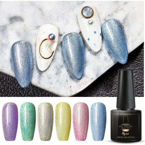 Mtssii 6ml Holographic Sparkling Nail Gel Polish Laser Shimmer Glitter Sequins Soak Off UV LED Manicure Gel Lacquer Varnish