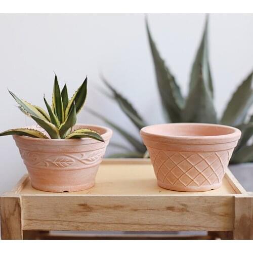 Red Pottery Short Grain Flower Pot Multi-meat Planting Pottery Primary Color Coarse Pottery Pot Foreign Trade Breathable