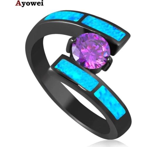 Perfect Design Trendy Blue Fire Opal Silver Stamped Fashion Jewelry Birthday Gifts Rings USA Size #6#7#8#9 OR834A