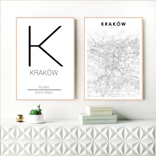 Krakow Cracow City Street Map Poster Modern Canvas Painting Art Prints For Poland Living Room Home Decor