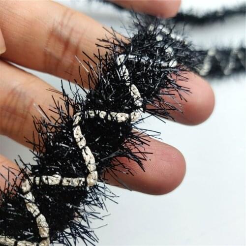 2.5cm Width Black Polyester Imitation Lace Ribbon Braided Trim Garment Supply Home textile Clothes Embellishment