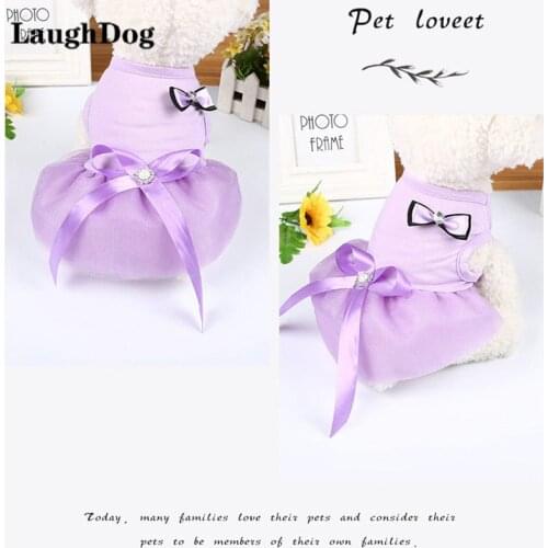 Summer Dog Clothes Cute Pet Clothing Bow Princess Dress Clothes For Small Dogs Wedding Party Puppy Costume Solid Skirt Chihuahua