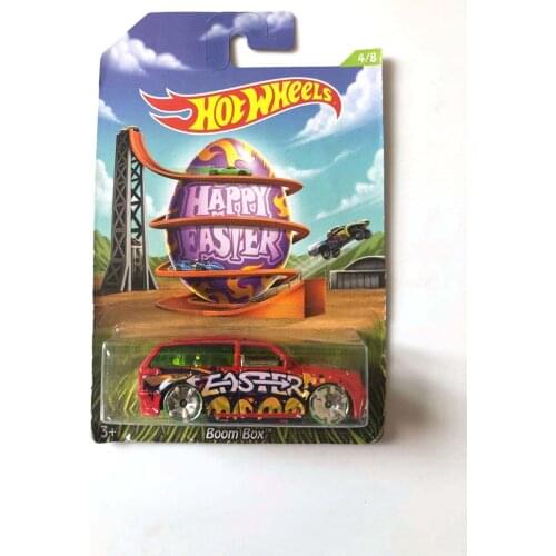 Hot Wheels 1/64 Car Boom Box Happy Easter Eggs Metal Race Car Collection Alloy Diecast Car Toys