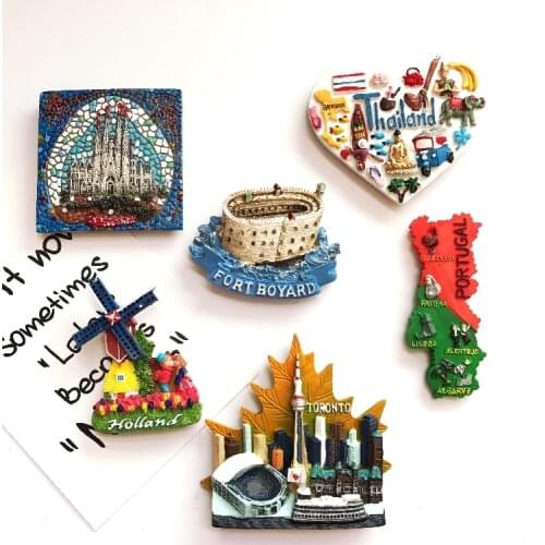 World travel Toronto Portugal Netherlands holland Canada Thailand fridge magnet decoration souvenir magnetic sticker paste