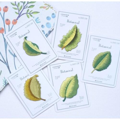 1PC Small fresh tree leave Patch fabric Clothing Embroidery Iron On Applique Clothes Quality flower birds sticker DIY Applique