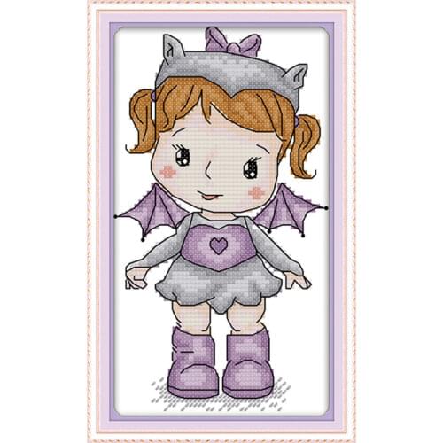 Girl 2 cross stitch kit aida 14ct 11ct count printed canvas stitches embroidery DIY handmade needlework