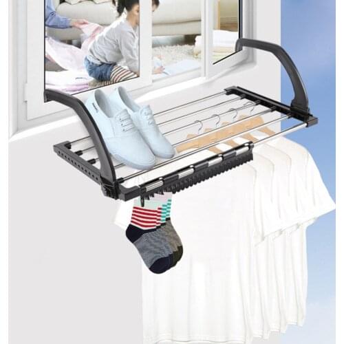 Stainless Steel Folding Drying Shoe Rack Towel Drying Rack Window Laundry Balcony Towel Clothes Diaper Dryer Storage Rack
