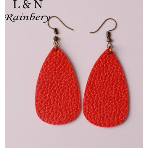 Rainbery 2021 New Teardrop Leather Earrings Antique Looking Various MultiColors Leather Dangle Earrings JE0567