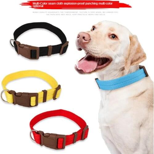 Pet Collar Nylon Multicolor Optional Neck Strap Dog Stitching Traction Rope Adiustable 4 Sizes Dog Chain For Small Medium Dogs