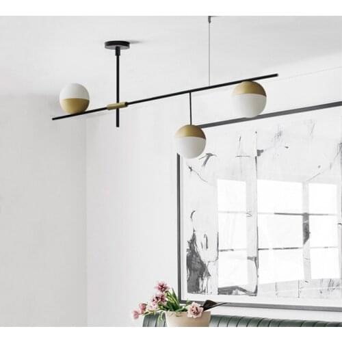 Nordic Pendant Light Glass Ball Living Room Bedroom Lighting Design Dining Modern Magic Bean Restaurant Bar Three-head Deco Lamp