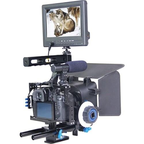 Professional Handle DSLR Rig Camera Video Cage Kit Stabilizer+Follow Focus+Matte Box For Sony A7S A7 A7R A7RII A7SII GH4