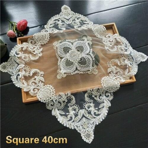 Variety European Embroidery Luxury Square Table Mat Placemat Coaster Fruit Cup Food Snack Wine Mug Banquet Party Cover Cloth